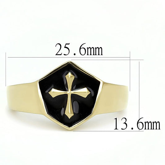 TK3268 - IP Gold(Ion Plating) Stainless Steel Ring with Epoxy in Jet-1