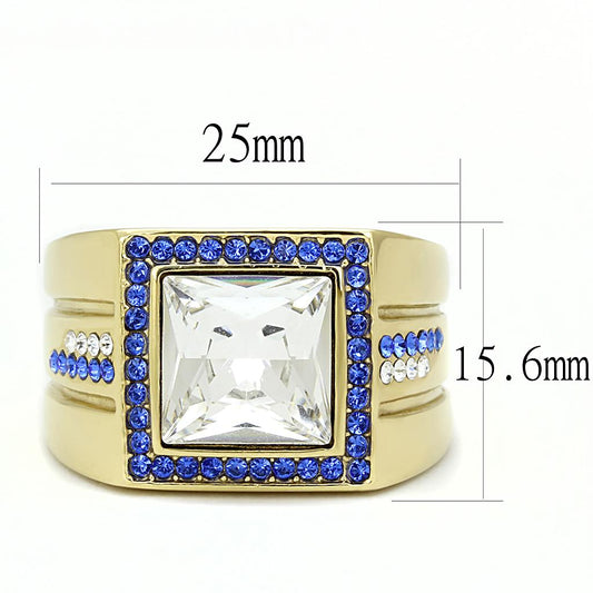 TK3269 - IP Gold(Ion Plating) Stainless Steel Ring with Top Grade Crystal in Clear-1