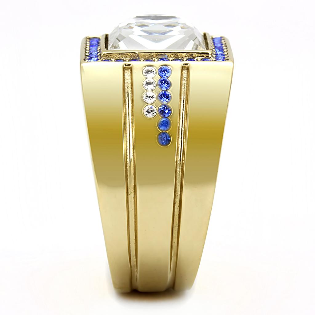 TK3269 - IP Gold(Ion Plating) Stainless Steel Ring with Top Grade Crystal in Clear-3