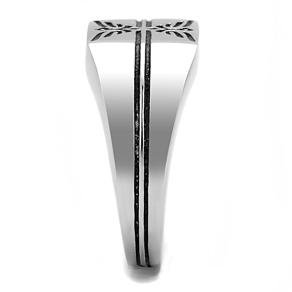 TK3279 - High polished (no plating) Stainless Steel Ring with Epoxy in Jet-3