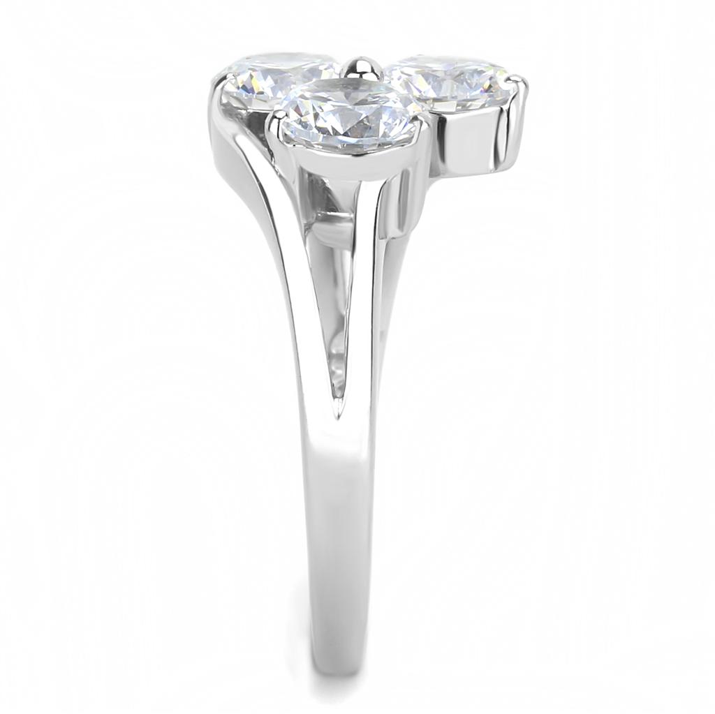 TK3430 - High polished (no plating) Stainless Steel Ring with AAA Grade CZ in Clear-3