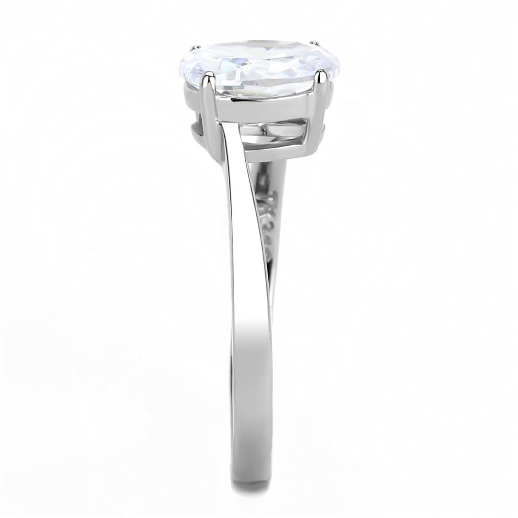 TK3433 - High polished (no plating) Stainless Steel Ring with AAA Grade CZ in Clear-3