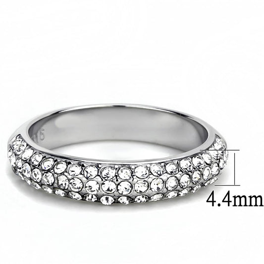 TK3437 - High polished (no plating) Stainless Steel Ring with Top Grade Crystal in Clear-1