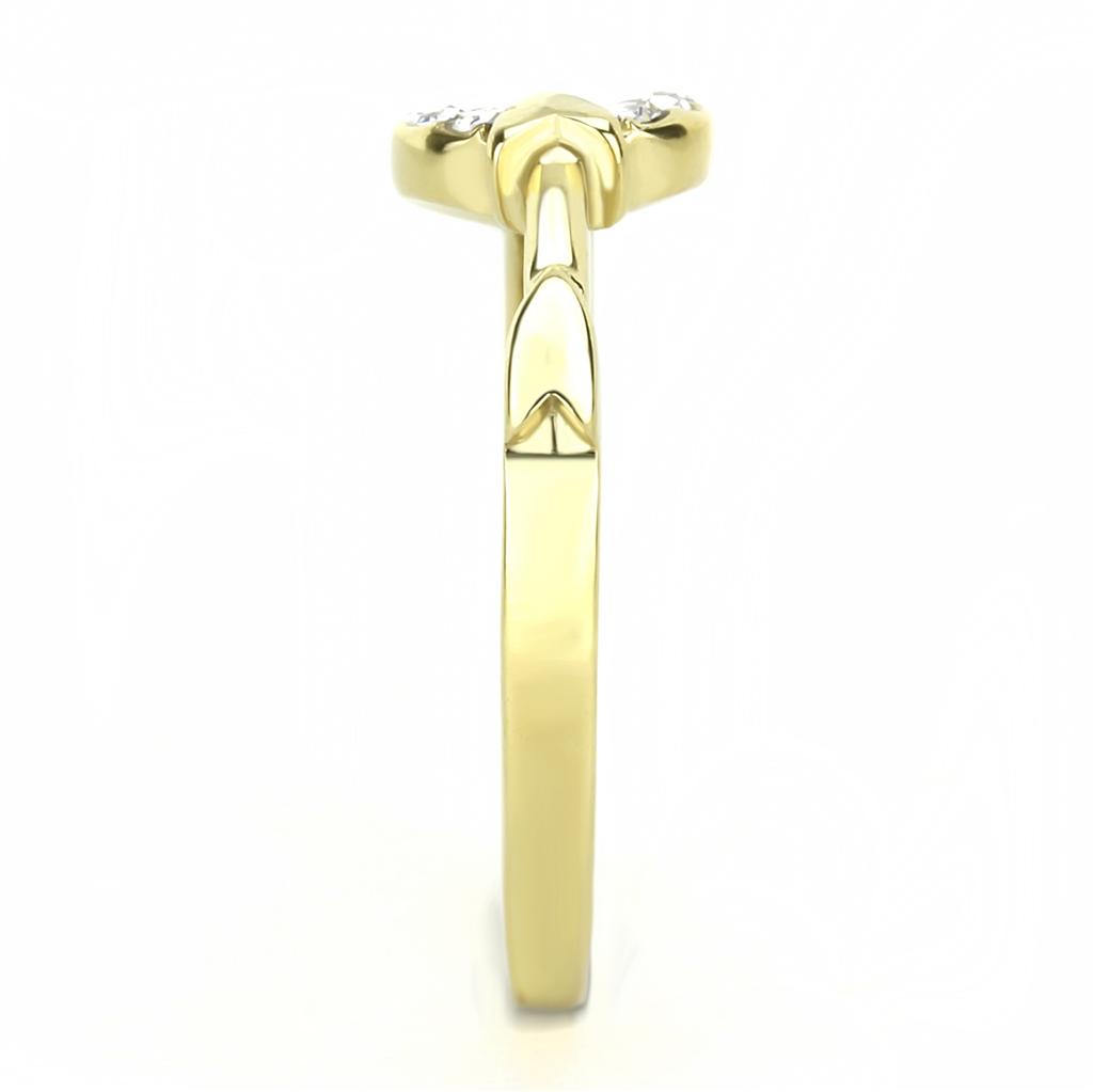 TK3439 - IP Gold(Ion Plating) Stainless Steel Ring with Top Grade Crystal in Clear-3