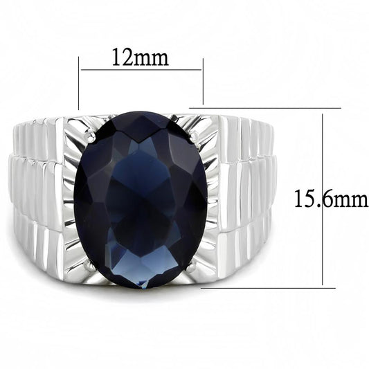 TK3461 - High polished (no plating) Stainless Steel Ring with Synthetic Synthetic Glass in Montana-1
