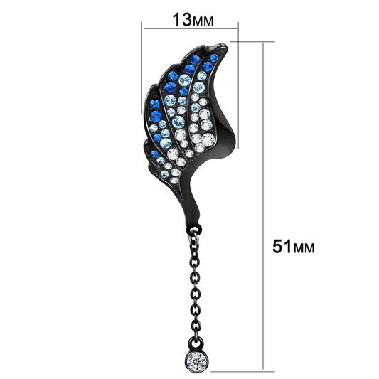TK3469 - IP Black(Ion Plating) Stainless Steel Earrings with Top Grade Crystal in Multi Color-1