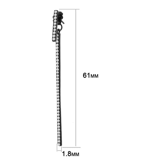 TK3470 - IP Black(Ion Plating) Stainless Steel Earrings with Top Grade Crystal in Clear-1