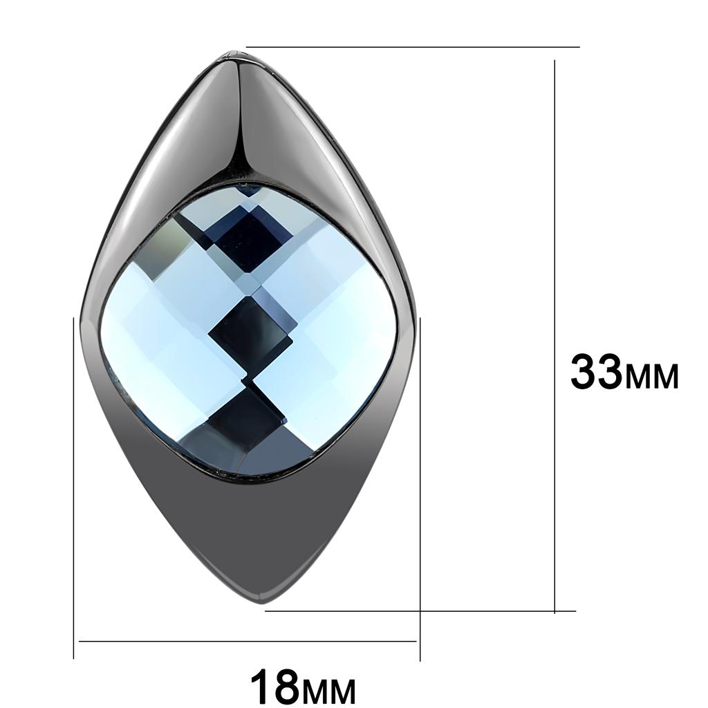TK3494 - IP Light Black (IP Gun) Stainless Steel Earrings with Synthetic Synthetic Glass in Light Sapphire-1