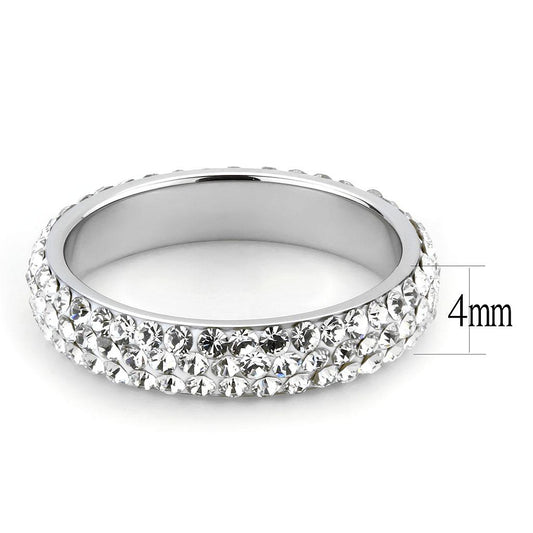 TK3533 - High polished (no plating) Stainless Steel Ring with Top Grade Crystal in Clear-1