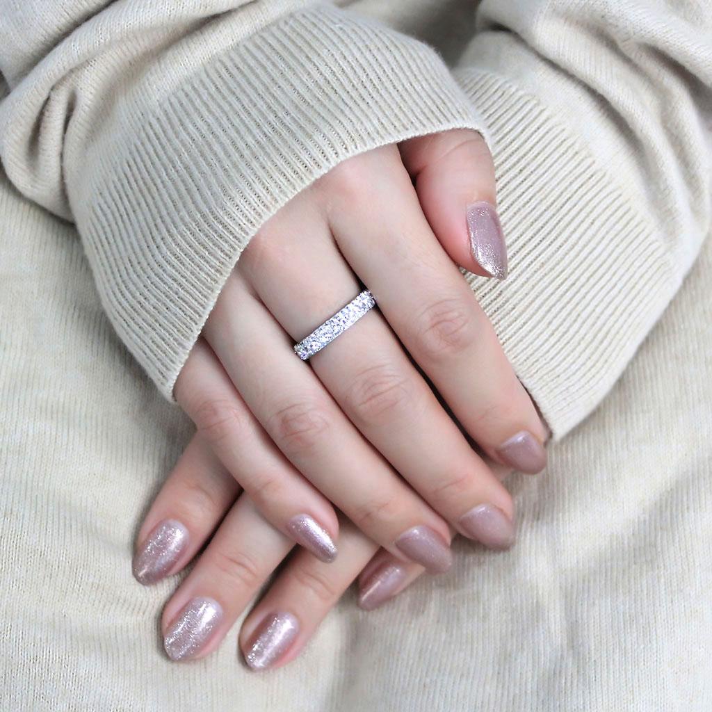 TK3533 - High polished (no plating) Stainless Steel Ring with Top Grade Crystal in Clear-4