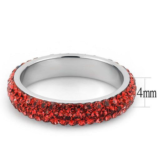 TK3536 - High polished (no plating) Stainless Steel Ring with Top Grade Crystal in Siam-1