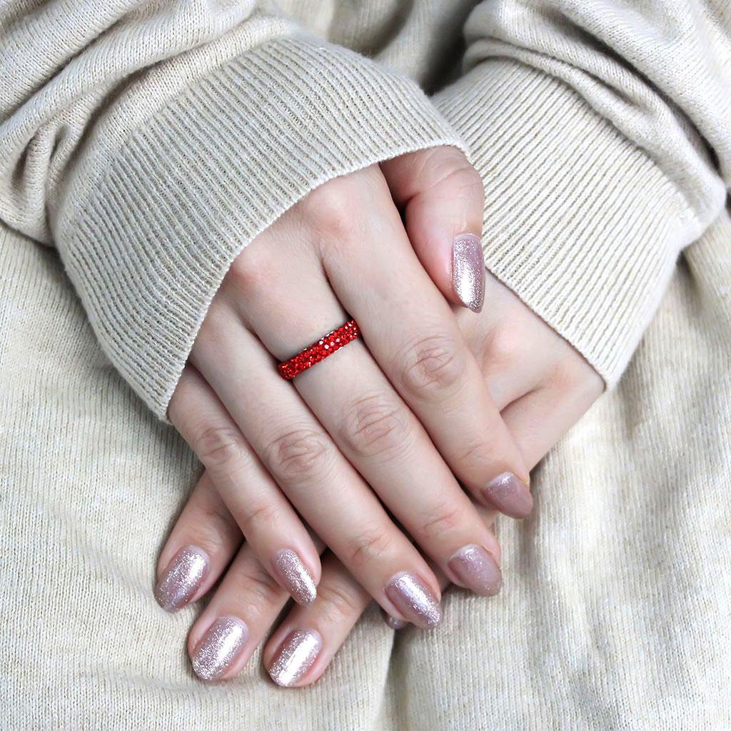 TK3536 - High polished (no plating) Stainless Steel Ring with Top Grade Crystal in Siam-4