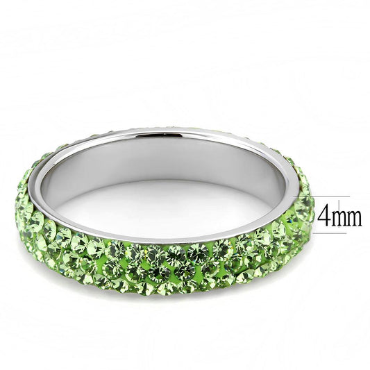 TK3537 - High polished (no plating) Stainless Steel Ring with Top Grade Crystal in Peridot-1