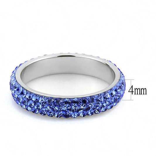 TK3539 - High polished (no plating) Stainless Steel Ring with Top Grade Crystal in Sapphire-1