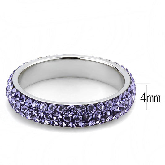 TK3540 - High polished (no plating) Stainless Steel Ring with Top Grade Crystal in Tanzanite-1