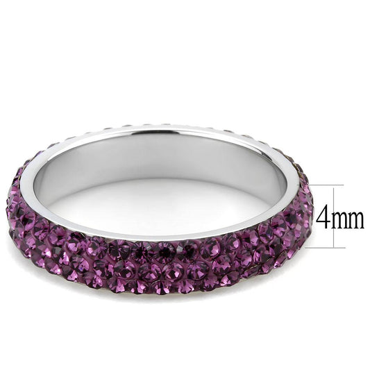 TK3541 - High polished (no plating) Stainless Steel Ring with Top Grade Crystal in Amethyst-1