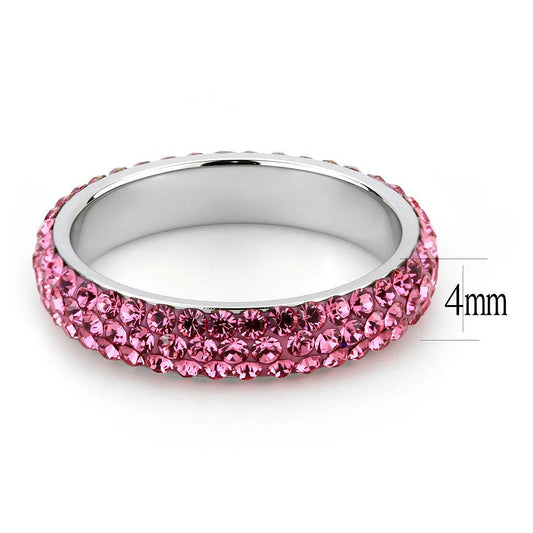TK3542 - High polished (no plating) Stainless Steel Ring with Top Grade Crystal in Rose-1