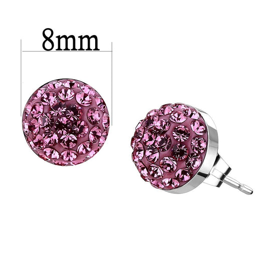 TK3553 - High polished (no plating) Stainless Steel Earrings with Top Grade Crystal in Rose-1