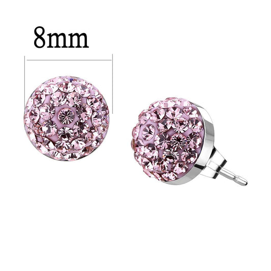 TK3554 - High polished (no plating) Stainless Steel Earrings with Top Grade Crystal in Light Rose-1