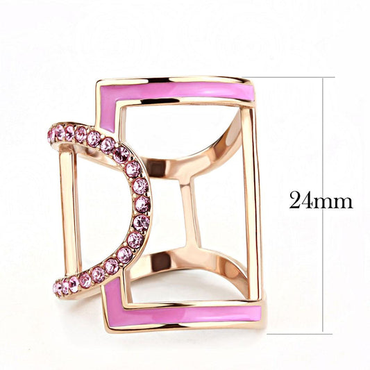 TK3561 - IP Rose Gold(Ion Plating) Stainless Steel Ring with Top Grade Crystal in Light Rose-1