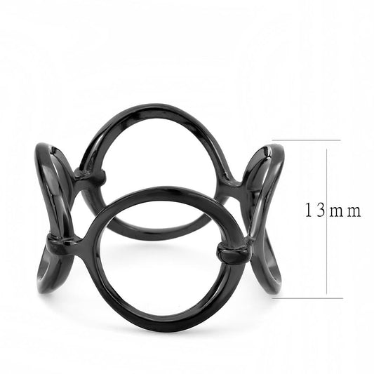 TK3568 - IP Black(Ion Plating) Stainless Steel Ring with No Stone-1