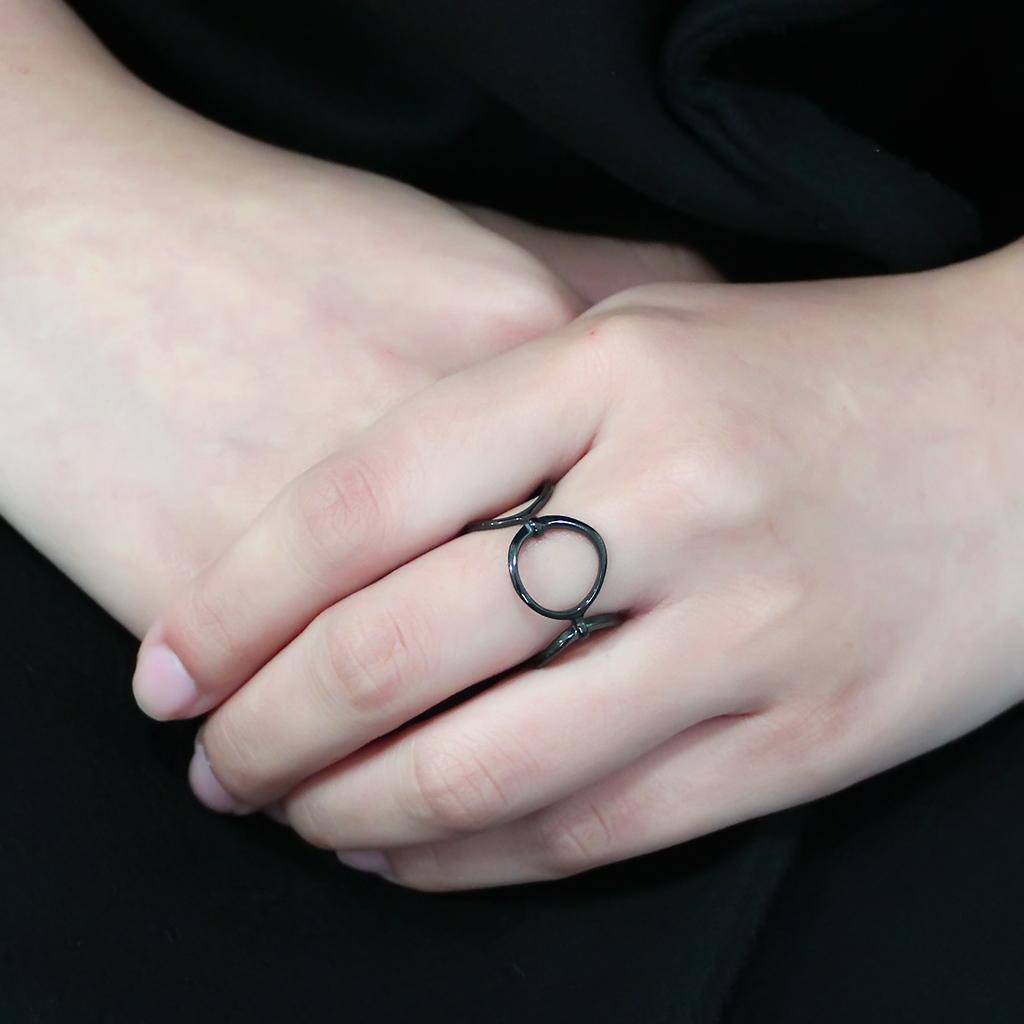 TK3568 - IP Black(Ion Plating) Stainless Steel Ring with No Stone-4