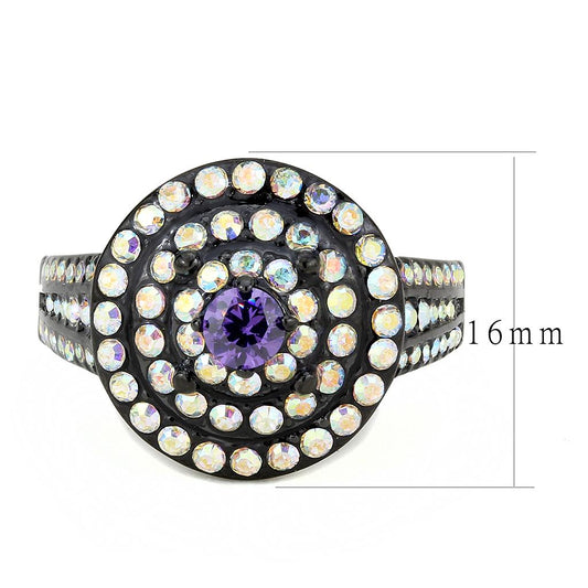 TK3580 - IP Black(Ion Plating) Stainless Steel Ring with Assorted in Multi Color-1