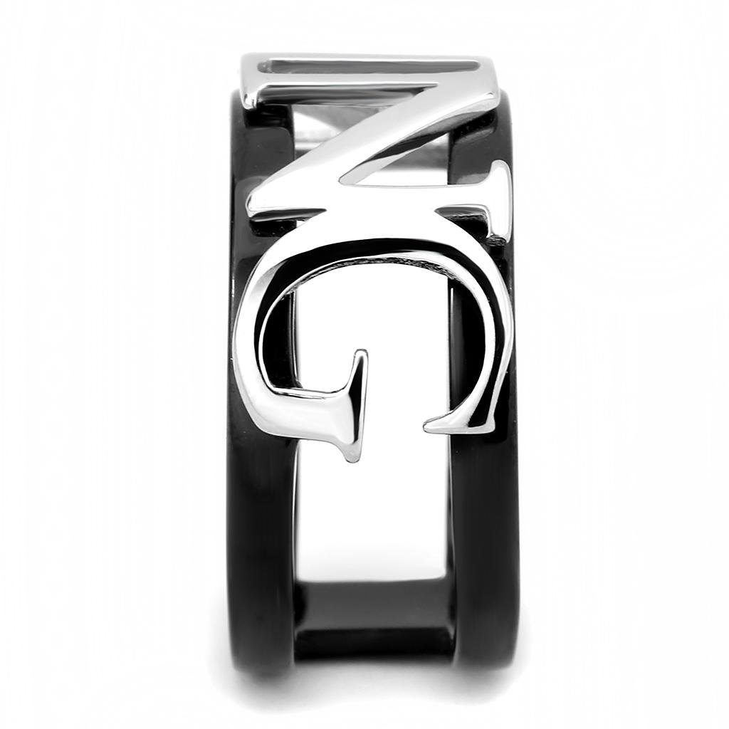 TK3583 - Two-Tone IP Black (Ion Plating) Stainless Steel Ring with No Stone-4