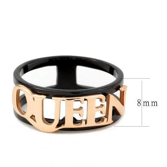 TK3584 - IP Rose Gold+ IP Black (Ion Plating) Stainless Steel Ring with No Stone-1