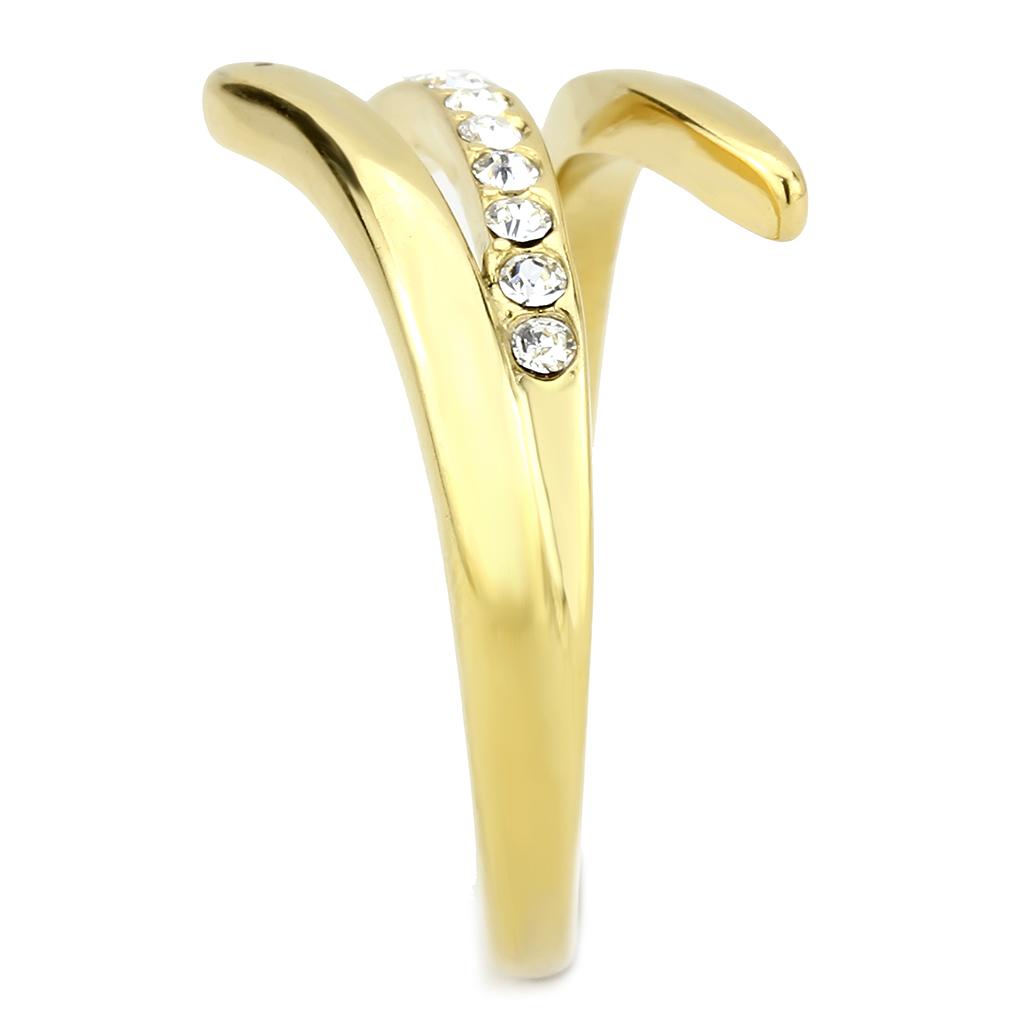 TK3590 - IP Gold(Ion Plating) Stainless Steel Ring with Top Grade Crystal in Clear-4