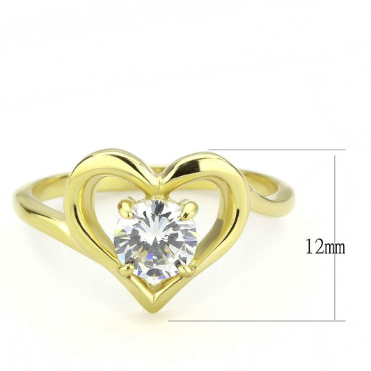 TK3628 - IP Gold(Ion Plating) Stainless Steel Ring with AAA Grade CZ in Clear-1