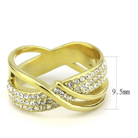 TK3632 - IP Gold(Ion Plating) Stainless Steel Ring with Top Grade Crystal in Clear-1