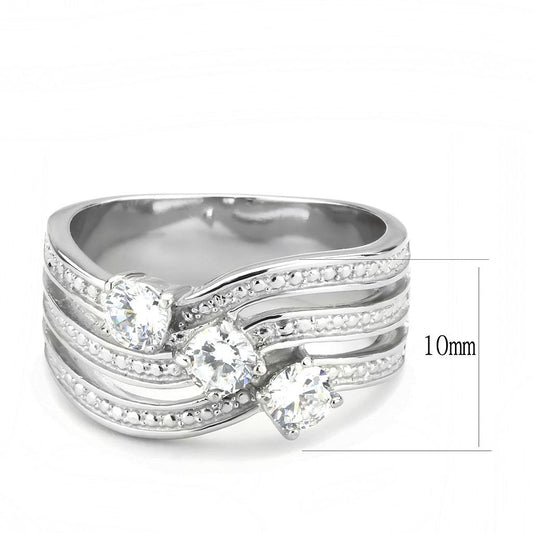 TK3633 - High polished (no plating) Stainless Steel Ring with AAA Grade CZ in Clear-1