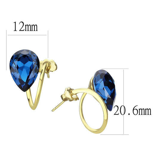 TK3648 - IP Gold(Ion Plating) Stainless Steel Earrings with Top Grade Crystal in Montana-1