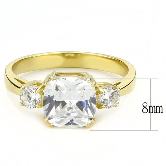 TK3674 - IP Gold(Ion Plating) Stainless Steel Ring with AAA Grade CZ in Clear-1