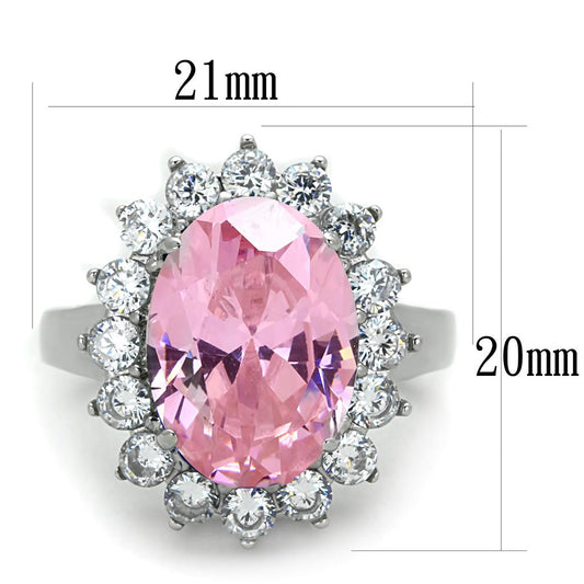 TK3676 - High polished (no plating) Stainless Steel Ring with Synthetic Synthetic Glass in Rose-1