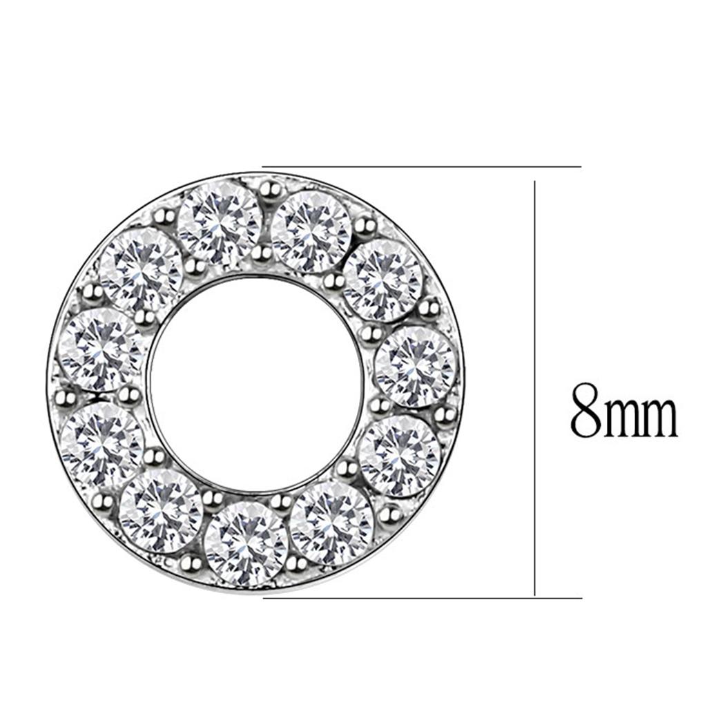 TK3679 - High polished (no plating) Stainless Steel Earrings with AAA Grade CZ in Clear-2