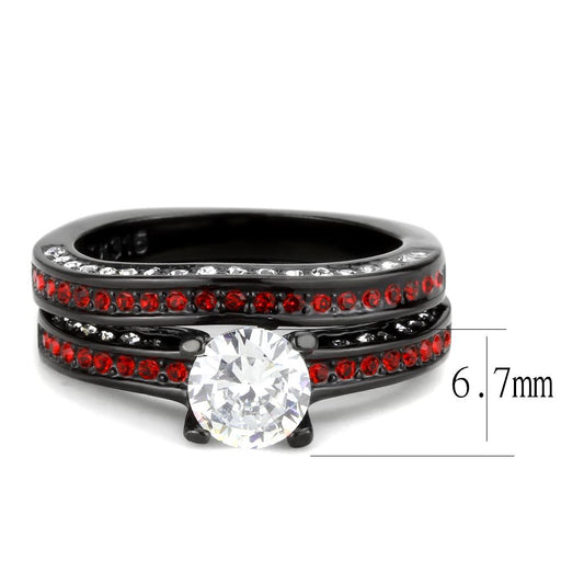 TK3695 - IP Black(Ion Plating) Stainless Steel Ring with AAA Grade CZ in Clear-1
