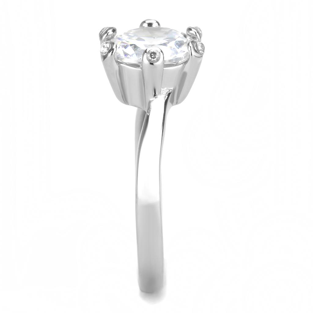 TK3700 - High polished (no plating) Stainless Steel Ring with AAA Grade CZ in Clear-4