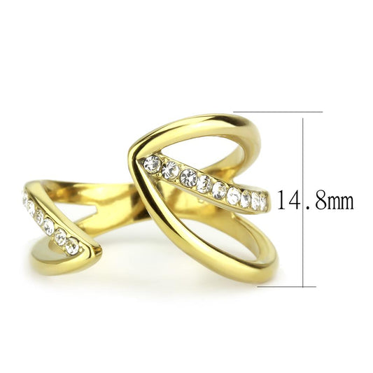 TK3710 - IP Gold(Ion Plating) Stainless Steel Ring with Top Grade Crystal in Clear-1