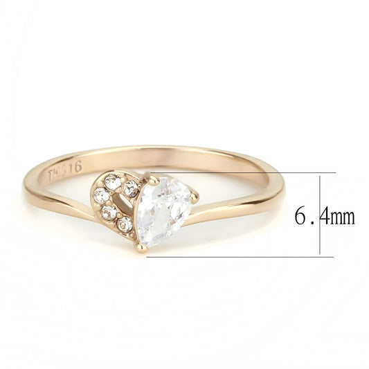 TK3713 - IP Rose Gold(Ion Plating) Stainless Steel Ring with AAA Grade CZ in Clear-1