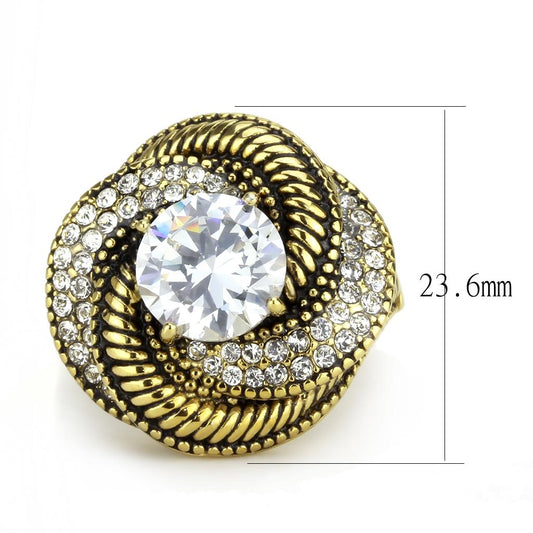 TK3714 - IP Gold(Ion Plating) Stainless Steel Ring with AAA Grade CZ in Clear-1