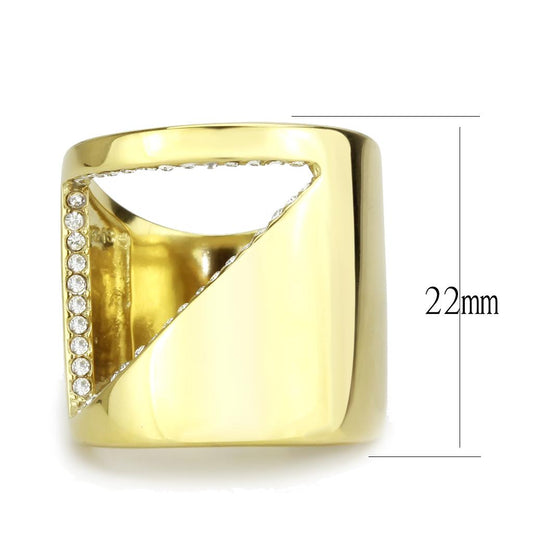 TK3715 - IP Gold(Ion Plating) Stainless Steel Ring with Top Grade Crystal in Clear-1