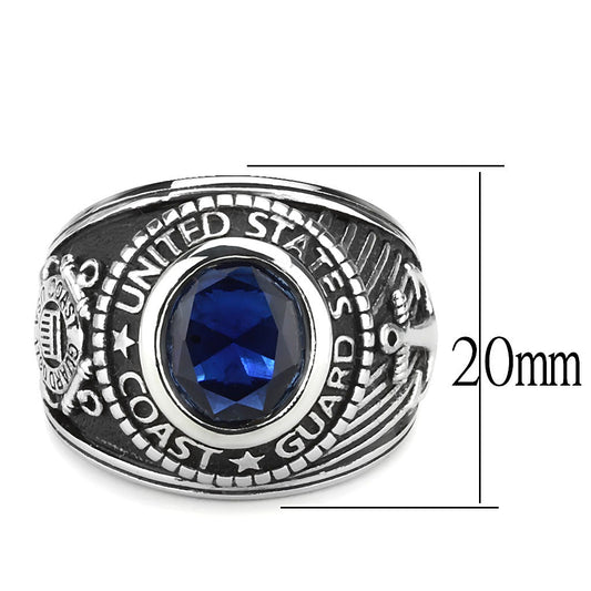 TK3727 - High polished (no plating) Stainless Steel Ring with Synthetic Synthetic Glass in Montana-1