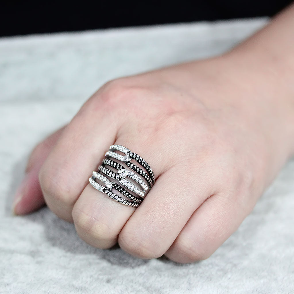 TK3733 High polished Stainless Steel Ring with Top Grade Crystal in Clear-4