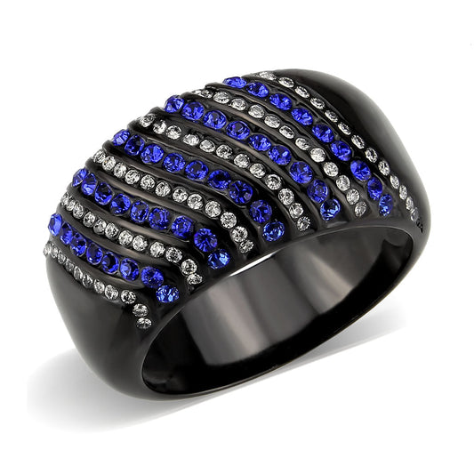 TK3751 IP Black Stainless Steel Ring with AAA Grade CZ in Blue-0
