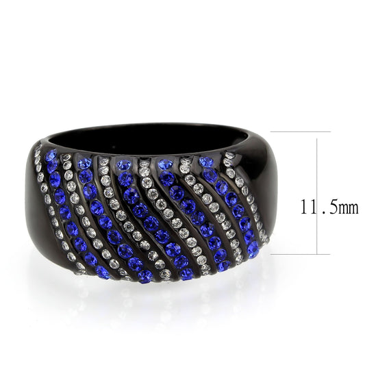 TK3751 IP Black Stainless Steel Ring with AAA Grade CZ in Blue-1