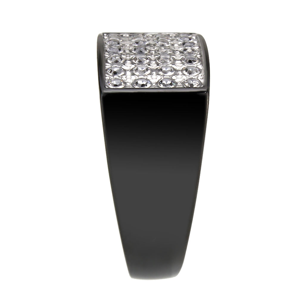 TK3754 IP Black Stainless Steel Ring with AAA Grade CZ in Clear-4