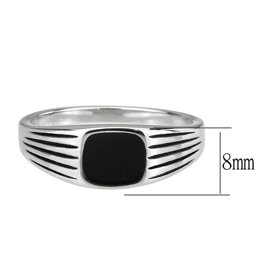 TK3772 - High polished (no plating) Stainless Steel Ring with Epoxy in Jet-1