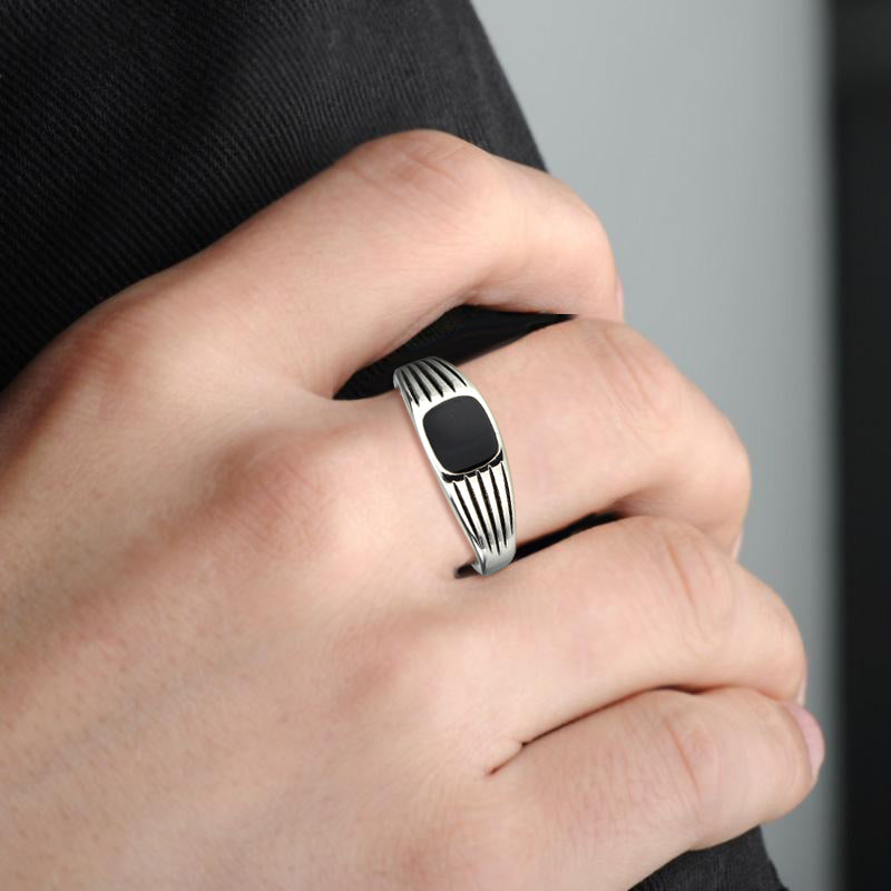 TK3772 - High polished (no plating) Stainless Steel Ring with Epoxy in Jet-4